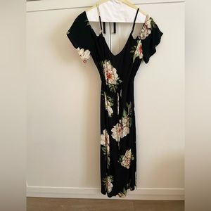 Topshop floral off the shoulder dress